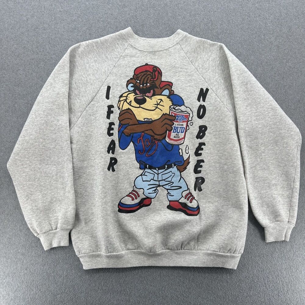 Vintage Looney Tunes Taz "I Fear No Beer" Crewneck Sweatshirt 90s USA